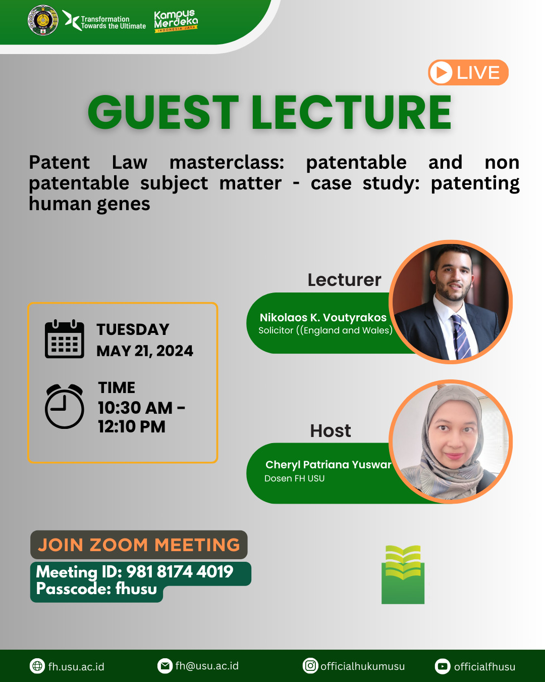 Guest Lecture: Patent Law masterclass: patentable and non patentable subject matter - case study: patenting human genes